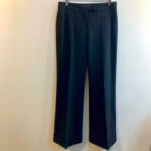 BAIA  Sz 8 97% Wool 3% Lycra Unlined Wide Leg Pockets Cuffed Hem Pants Trousers
